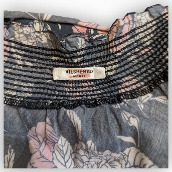 Vilshenko Sereia Maxi Off Shoulder Floral dress sz XL navy pink black - Picture 8 of 10